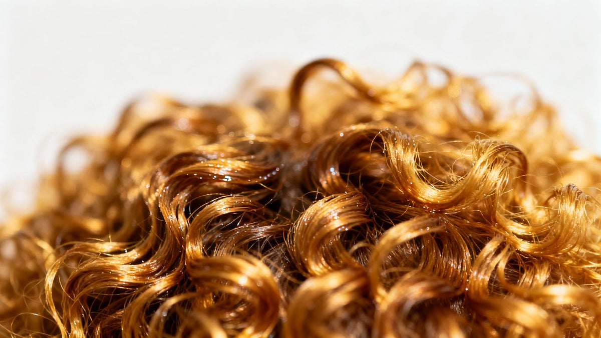 Healthy, defined curly hair with natural shine.