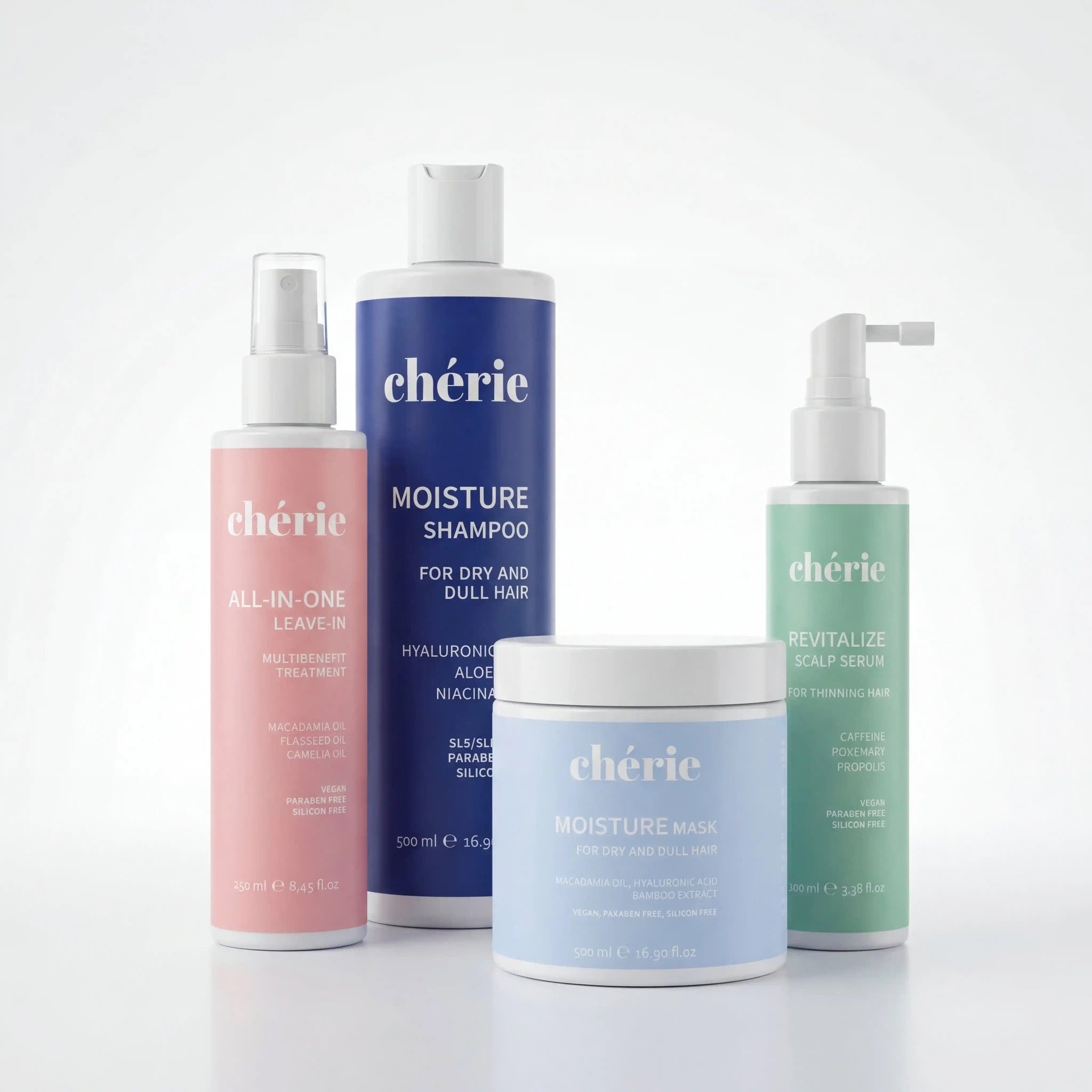 Chérie Complete Hair Care Set 4-step routine for dry hair